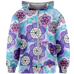 Hexagonal Flowers Kids  Zipper Hoodie Without Drawstring by okhismakingart