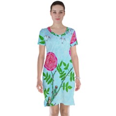 Roses and Seagulls Short Sleeve Nightdress