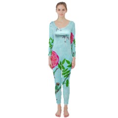 Roses And Seagulls Long Sleeve Catsuit by okhismakingart