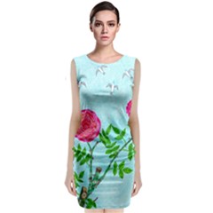 Roses And Seagulls Classic Sleeveless Midi Dress