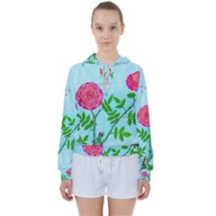 Roses And Seagulls Women s Tie Up Sweat