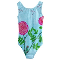 Roses And Seagulls Kids  Cut-out Back One Piece Swimsuit by okhismakingart