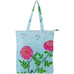 Roses and Seagulls Double Zip Up Tote Bag