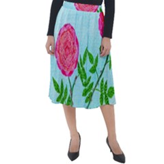 Roses and Seagulls Classic Velour Midi Skirt 