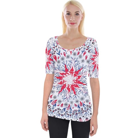 Flaming Sun Abstract Wide Neckline Tee by okhismakingart