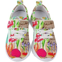 Iguana And Mushrooms Kids  Velcro Strap Shoes by okhismakingart