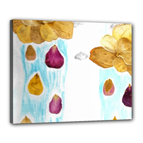 Rose Petal Shower Canvas 20  X 16  (stretched) by okhismakingart