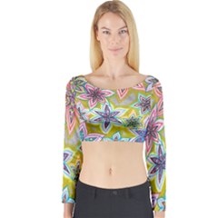 Bubble Flowers Long Sleeve Crop Top by okhismakingart