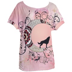 Wonderful Mandala Moon With Wolf Women s Oversized Tee by FantasyWorld7