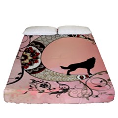 Wonderful Mandala Moon With Wolf Fitted Sheet (queen Size) by FantasyWorld7