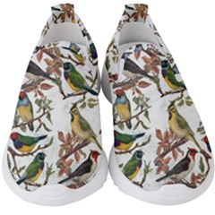 Vintage Birds Kids  Slip On Sneakers by Valentinaart