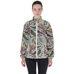 Vintage Birds Women s High Neck Windbreaker by Valentinaart