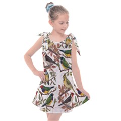 Vintage Birds Kids  Tie Up Tunic Dress by Valentinaart