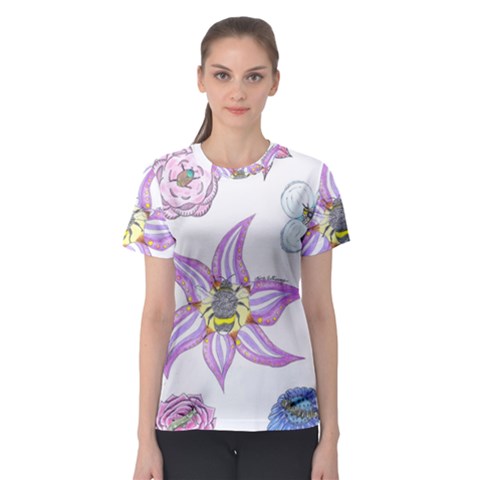 Flower And Insects Women s Sport Mesh Tee by okhismakingart