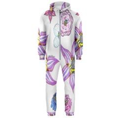 Flower And Insects Hooded Jumpsuit (men)  by okhismakingart