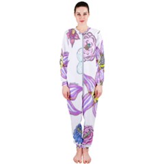 Flower And Insects Onepiece Jumpsuit (ladies)  by okhismakingart