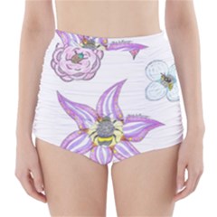 Flower And Insects High-waisted Bikini Bottoms by okhismakingart