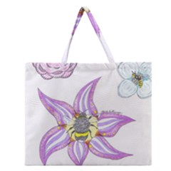 Flower And Insects Zipper Large Tote Bag by okhismakingart