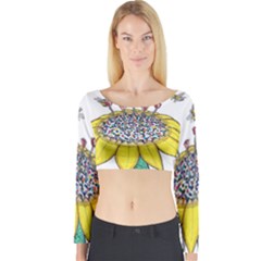 Bees At Work  Long Sleeve Crop Top by okhismakingart