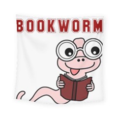 Literal Bookworm Square Tapestry (small) by emeraldwolfpress