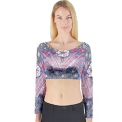 Abstract Flower Field Long Sleeve Crop Top by okhismakingart