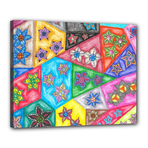 Stained Glass Flowers  Canvas 20  X 16  (stretched)