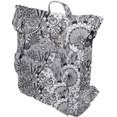 Floral Jungle Black And White Buckle Up Backpack by okhismakingart