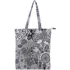 Floral Jungle Black And White Double Zip Up Tote Bag by okhismakingart