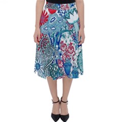 Floral Jungle Blue Classic Midi Skirt by okhismakingart