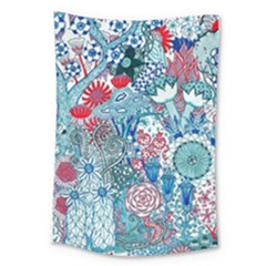 Floral Jungle Blue Large Tapestry by okhismakingart