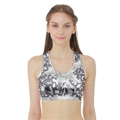 Geometric Flower And Vines 01 Sports Bra With Border by okhismakingart