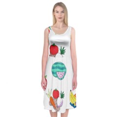 Fruits Veggies Midi Sleeveless Dress by okhismakingart