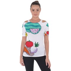 Fruits Veggies Shoulder Cut Out Short Sleeve Top by okhismakingart