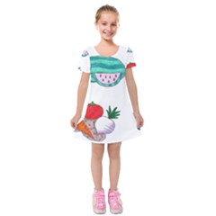 Fruits Veggies Kids  Short Sleeve Velvet Dress by okhismakingart