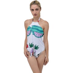 Fruits Veggies Go With The Flow One Piece Swimsuit by okhismakingart