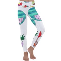 Fruits Veggies Kids  Lightweight Velour Classic Yoga Leggings by okhismakingart