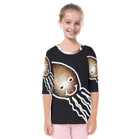 Friendly Firework Squid Kids  Quarter Sleeve Raglan Tee by okhismakingart