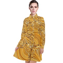 Electric Field Art Viii Long Sleeve Chiffon Shirt Dress by okhismakingart