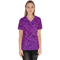 Electric Field Art Xi Women s V-neck Scrub Top by okhismakingart