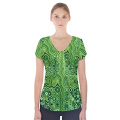 Electric Field Art Xii Short Sleeve Front Detail Top by okhismakingart