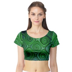 Electric Field Art Xliv Short Sleeve Crop Top by okhismakingart