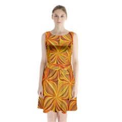 Electric Field Art XLV Sleeveless Waist Tie Chiffon Dress