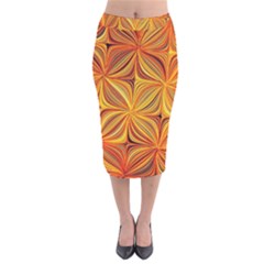 Electric Field Art XLV Velvet Midi Pencil Skirt