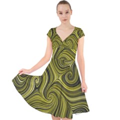 Electric Field Art Xlviii Cap Sleeve Front Wrap Midi Dress by okhismakingart