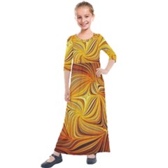 Electric Field Art Li Kids  Quarter Sleeve Maxi Dress by okhismakingart