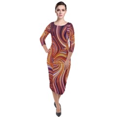 Electric Field Art Liv Quarter Sleeve Midi Velour Bodycon Dress by okhismakingart