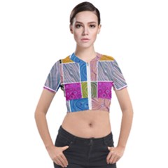 Electric Field Art Collage Ii Short Sleeve Cropped Jacket