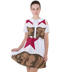 Bear Bear Short Sleeve Shoulder Cut Out Dress 