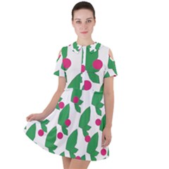 Feuilles Et Pois Short Sleeve Shoulder Cut Out Dress  by perlette