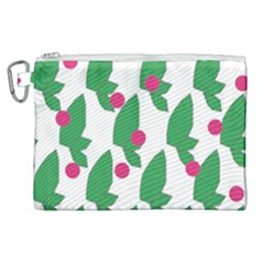 Feuilles Et Pois Canvas Cosmetic Bag (xl) by perlette